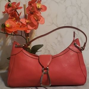 AK Anne Klein Pink Leather Bag w/ Green